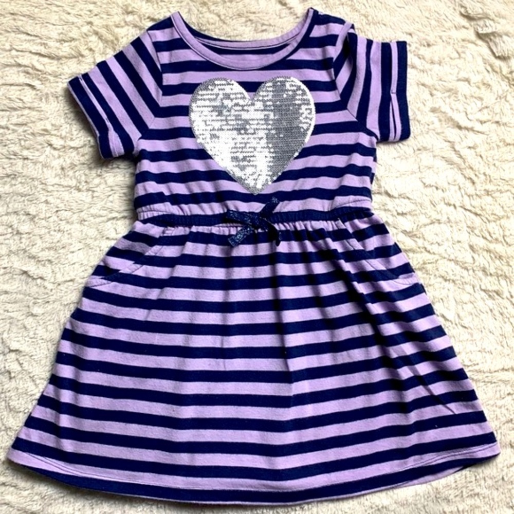 Cat & Jack  Purple Striped Heart Dress 3T